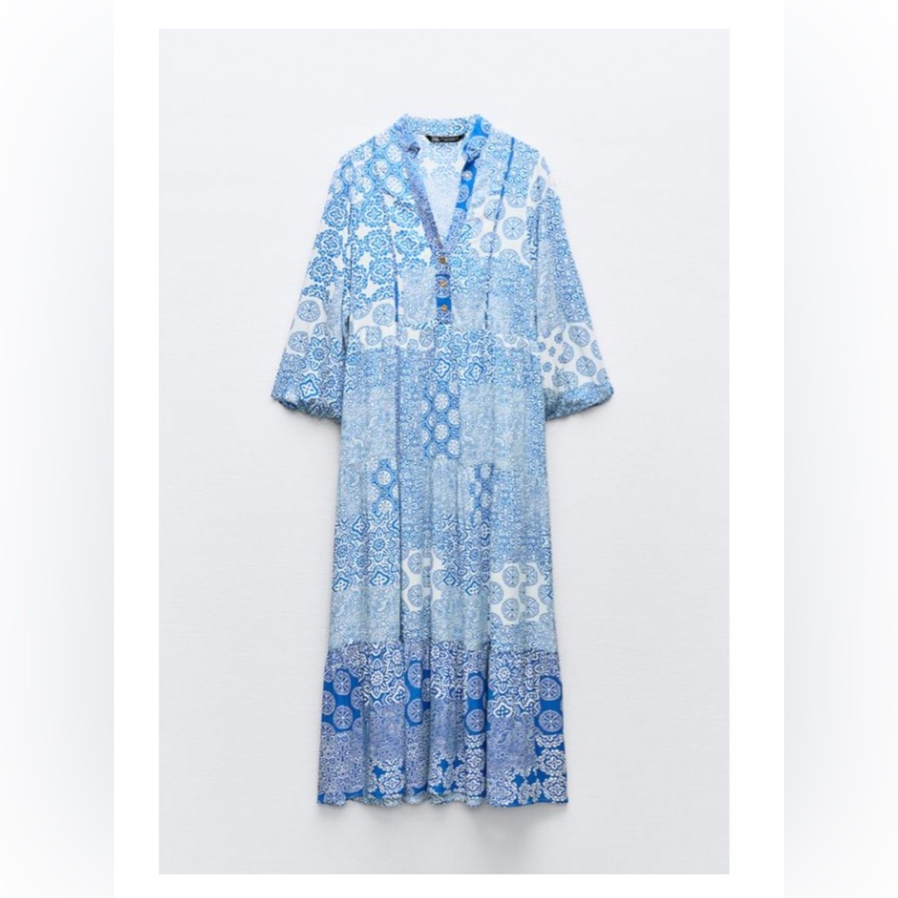 NWT Zara printed tiered midi dress